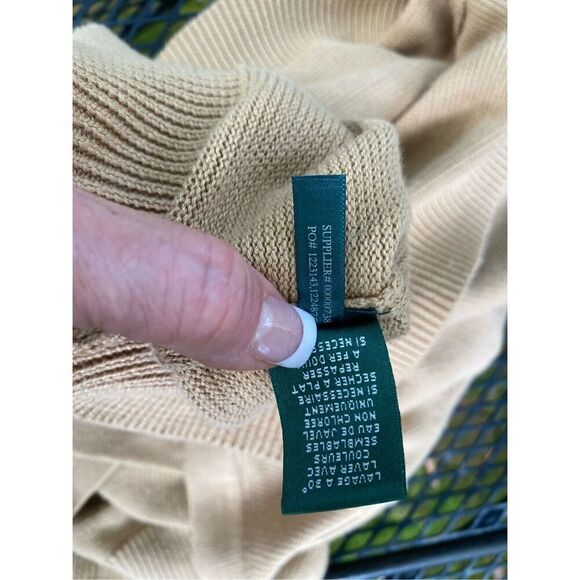Lauren Ralph Lauren Tan V-Neck 100% Cotton Sweater Tan - Picture 8 of 8